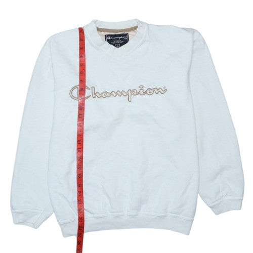 Champion Women's White Pullover Sweatshirt L Embroidered Logo