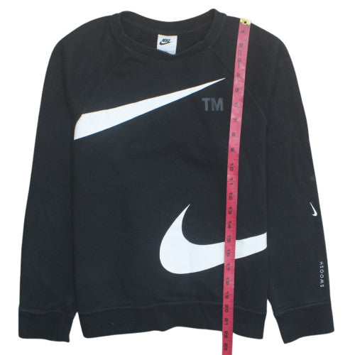 Nike Girls Black Sweatshirt L 13-14 Years Crew Neck Pullover Logo Fleece