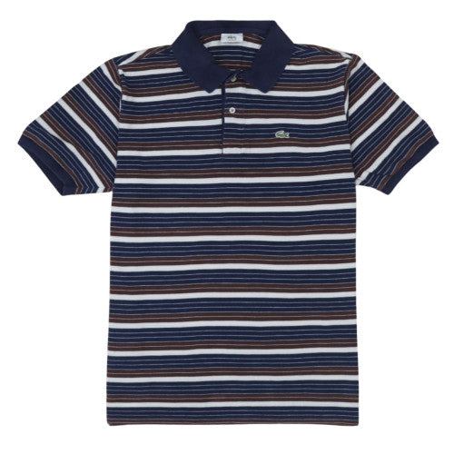 Lacoste Men's Blue Striped Cotton Polo Shirt Size M
