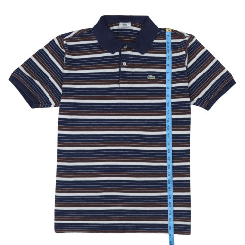 Lacoste Men's Blue Striped Cotton Polo Shirt Size M