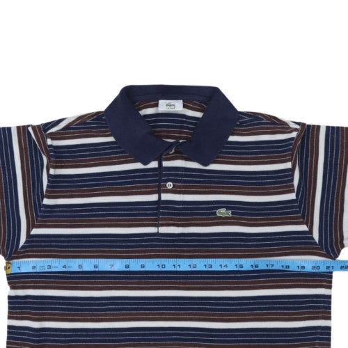 Lacoste Men's Blue Striped Cotton Polo Shirt Size M