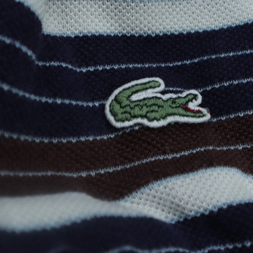 Lacoste Men's Blue Striped Cotton Polo Shirt Size M