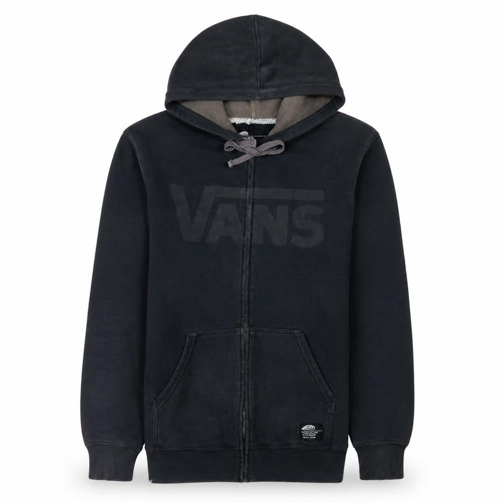 Vans Men’s Black Full Zip Hoodie S Regular Fit Logo Fleece