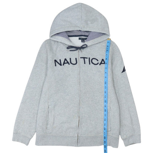 Nautica Men's Grey Full Zip Hoodie XL Classic Logo Fleece