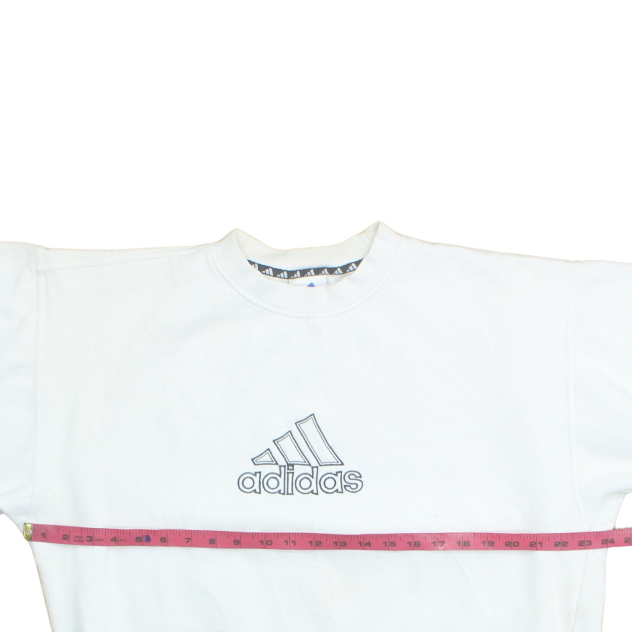Adidas Men's White Logo Crew Neck Fleece Sweatshirt Size M Vintage