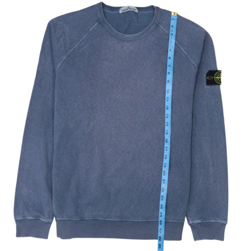 Stone Island Men Blue XL Cotton Crew Neck Logo Sweatshirt