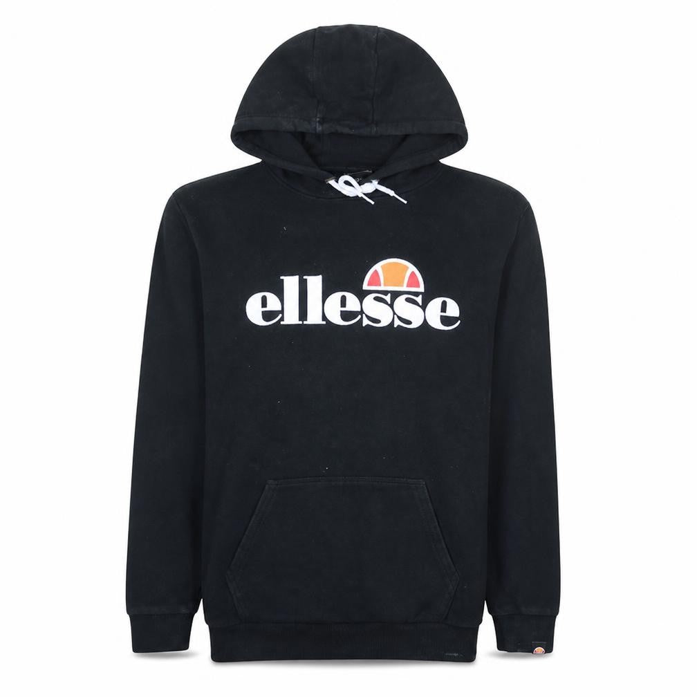 Ellesse Mens Black Pullover Hoodie S Regular Fit Logo Fleece
