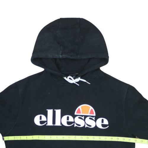 Ellesse Mens Black Pullover Hoodie S Regular Fit Logo Fleece