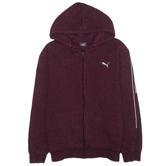 Puma Men's Brown Full Zip Hoodie Size L with Logo Detail