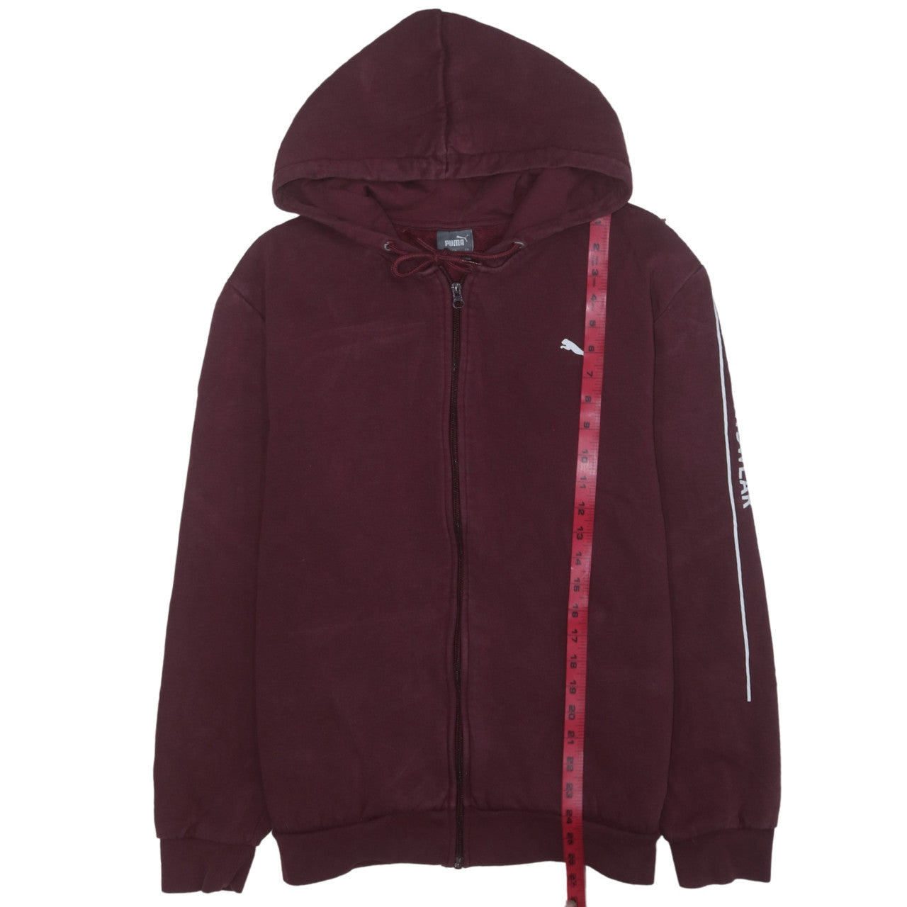 Puma Men's Brown Full Zip Hoodie Size L with Logo Detail