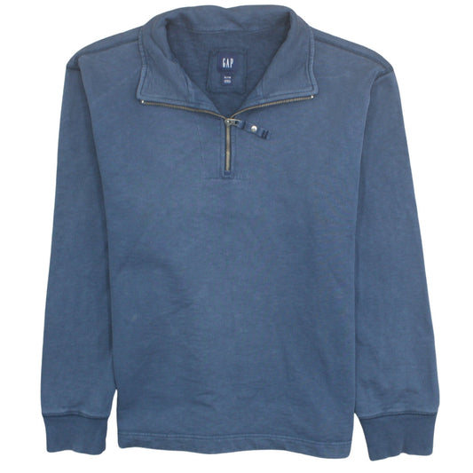 GAP Men's Blue XL 1/4 Zip Collared Sweatshirt Cotton Pullover