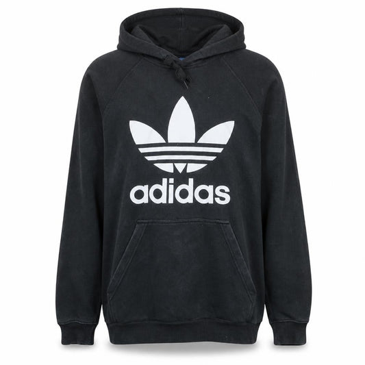 Adidas Mens Black Hoodie L Pullover Fleece Logo Hooded Sweatshirt