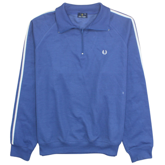 Fred Perry Men's Blue 1/4 Zip Sweatshirt XL Cotton Blend