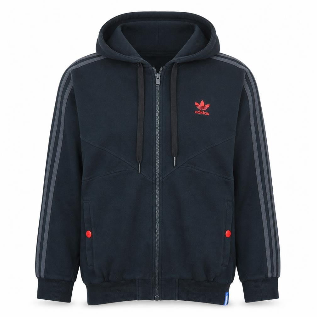Adidas Men's Black Full Zip Hooded Sweatshirt L Regular Fit