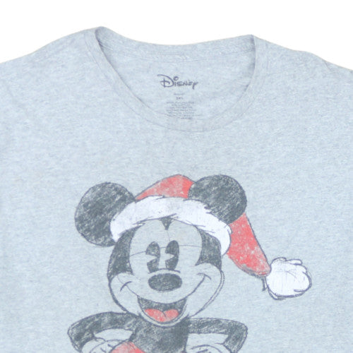 Disney Men's Grey 2XL Mickey Mouse Christmas Graphic T-Shirt