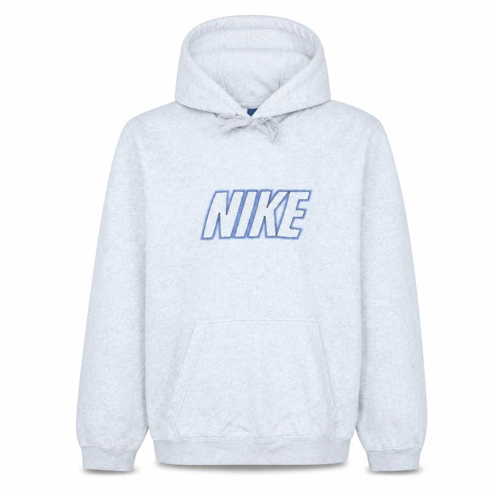 Nike Men Grey Pullover Hoodie Medium Cotton Blend Logo Sportswear