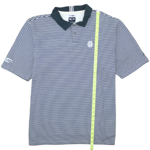 Adidas Men's Navy Striped ClimaLite Polo Shirt XL Cotton Blend