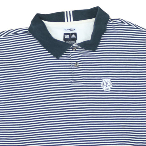 Adidas Men's Navy Striped ClimaLite Polo Shirt XL Cotton Blend