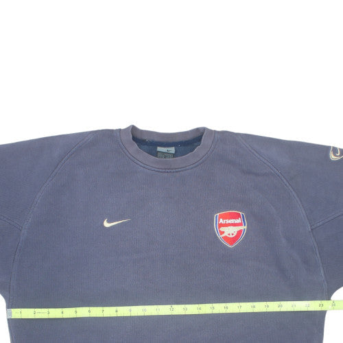 Nike Arsenal Mens Blue L Crew Neck Fleece Sweatshirt Vintage Sportswear