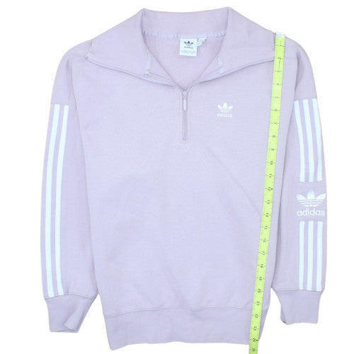 Adidas Women Lilac 1/2 Zip Sweatshirt Size 8 Classic Logo Pullover