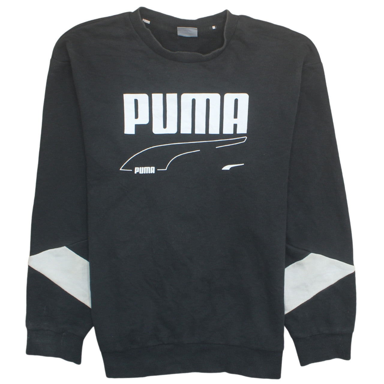 Puma Men's Black Logo Crew Neck Pullover Sweatshirt Size L