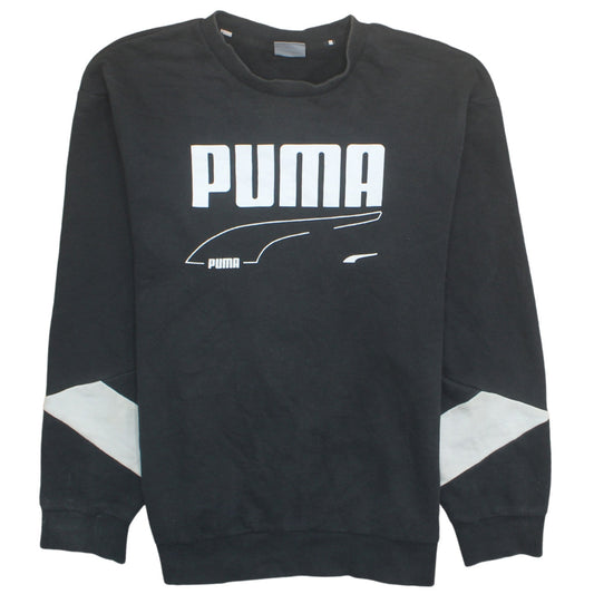 Puma Men's Black Logo Crew Neck Pullover Sweatshirt Size L
