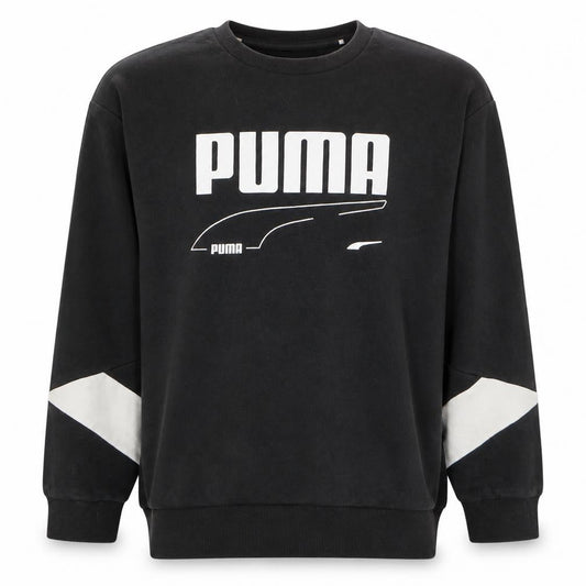 Puma Men's Black Logo Crew Neck Pullover Sweatshirt Size L