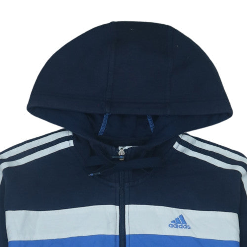 Adidas Men's Blue Full Zip Hoodie Size M Sports Fleece Jacket