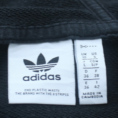 Adidas Womens Black Size 10 Full Zip Hoodie with 3 Stripes