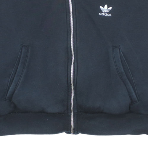 Adidas Womens Black Size 10 Full Zip Hoodie with 3 Stripes