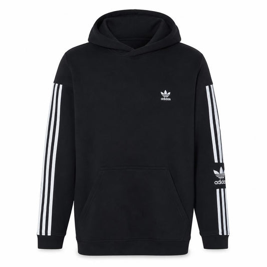 adidas Men's Black Pullover Hoodie L Logo Fleece Sweatshirt