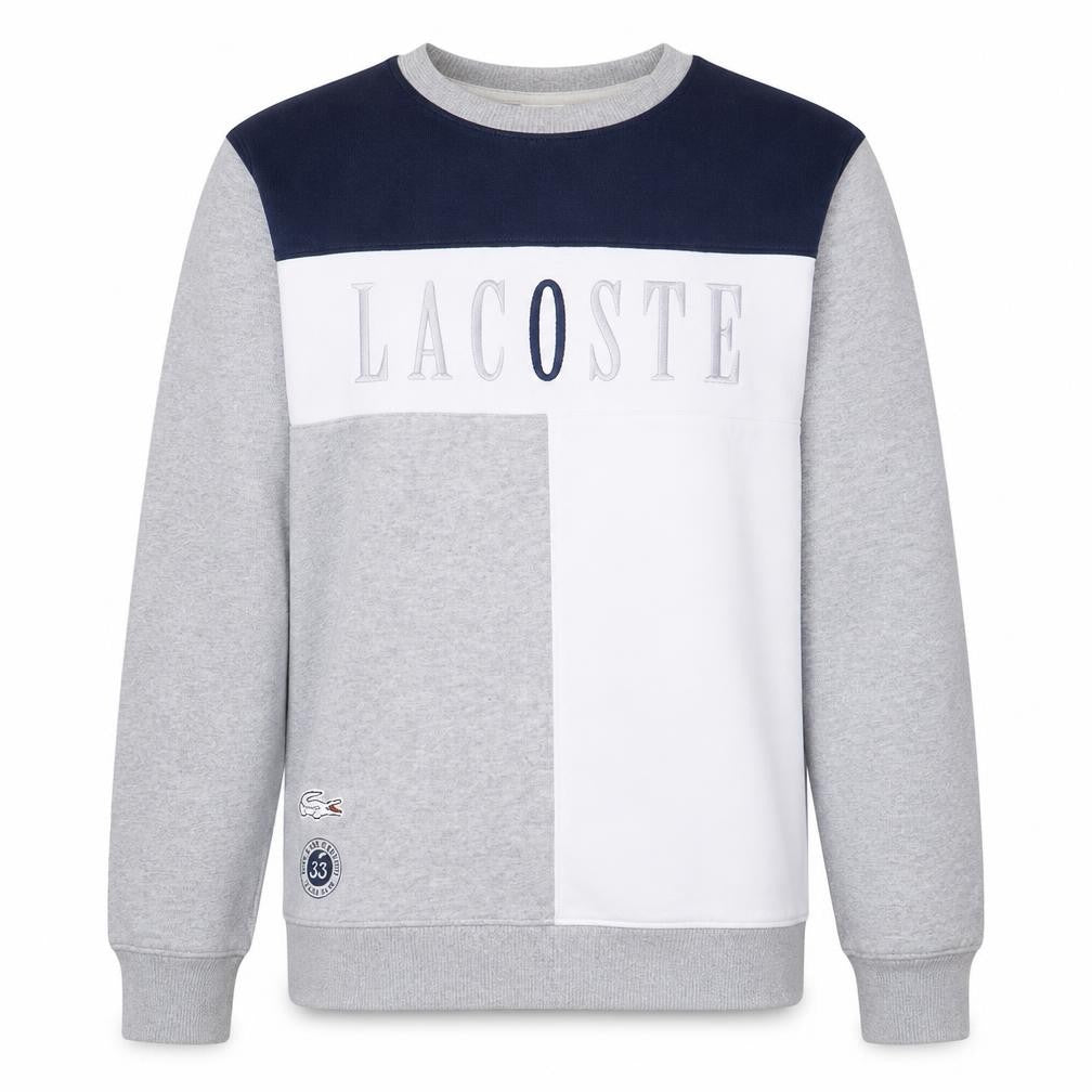 Lacoste Men's Grey Crew Neck Logo Sweatshirt Size M