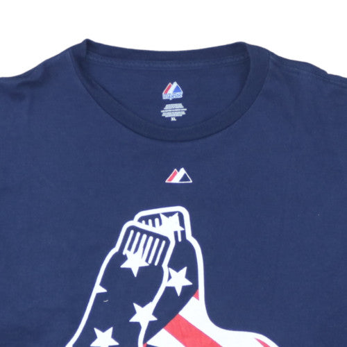 Majestic Men's Blue XL Crew Neck Graphic Sports T-Shirt