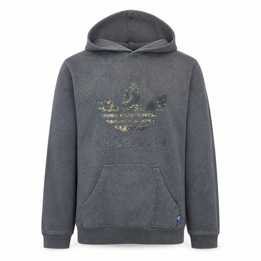 Adidas Men's Grey Pullover Hoodie Size M Graphic Trefoil Fleece