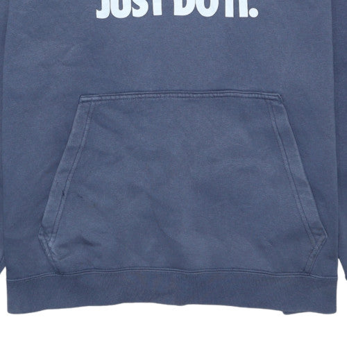 Nike Men's Blue Pullover Hoodie L Graphic Just Do It Sportswear