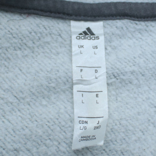 Adidas Men's Grey L Pullover Hoodie Fleece Sportswear