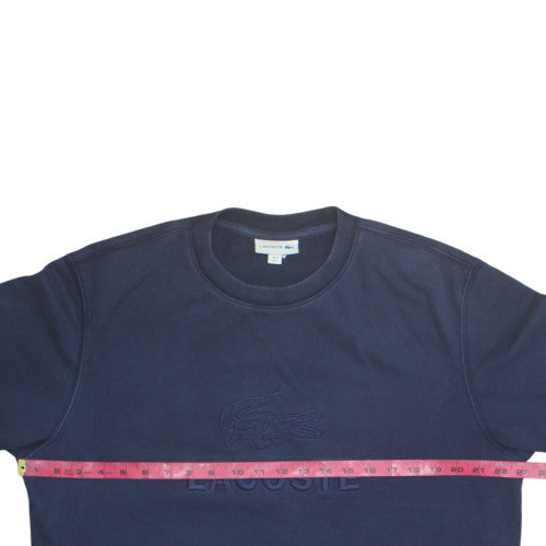 Lacoste Women's Navy Blue Cotton Logo Crew Neck Sweatshirt Size L
