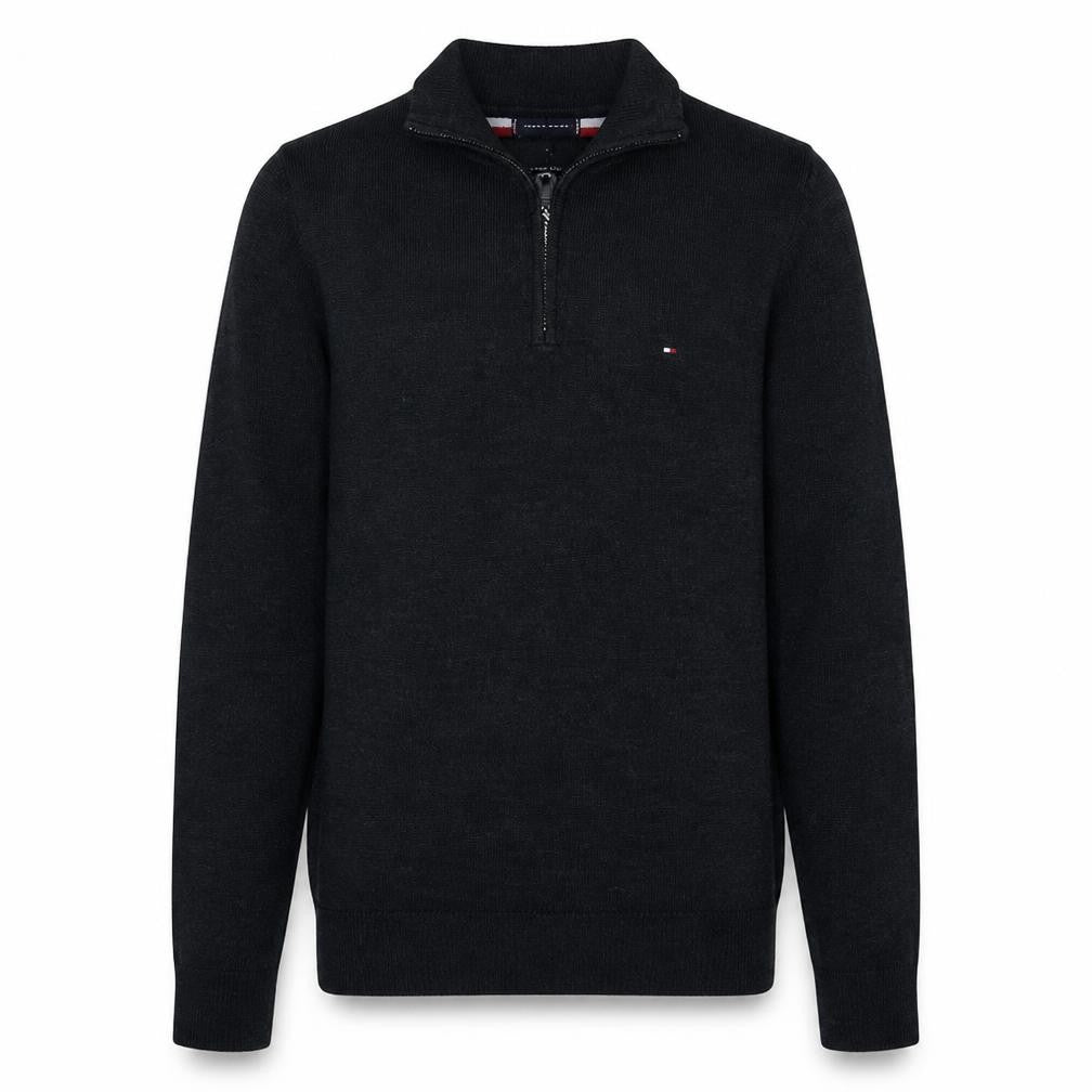 Tommy Hilfiger Men's Black M 1/4 Zip High Neck Wool Blend Jumper