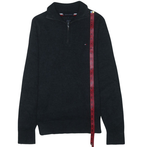 Tommy Hilfiger Men's Black M 1/4 Zip High Neck Wool Blend Jumper