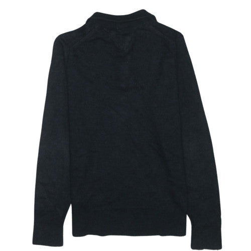 Tommy Hilfiger Men's Black M 1/4 Zip High Neck Wool Blend Jumper