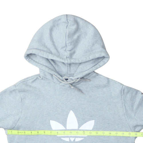 Adidas Womens Grey Pullover Hoodie Small Hooded Logo Sweatshirt