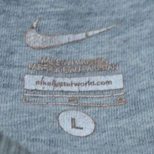 Nike Mens Grey Pullover Sweatshirt L Crew Neck Logo Fleece