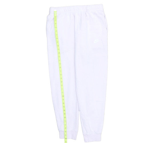 Nike Womens White Fleece Jogger Trousers L Elastic Waist