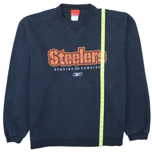 Reebok Mens Black Steelers Graphic Crew Neck Sweatshirt L