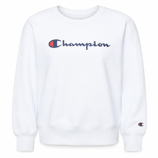 Champion Women White Medium Pullover Sweatshirt Cotton Logo