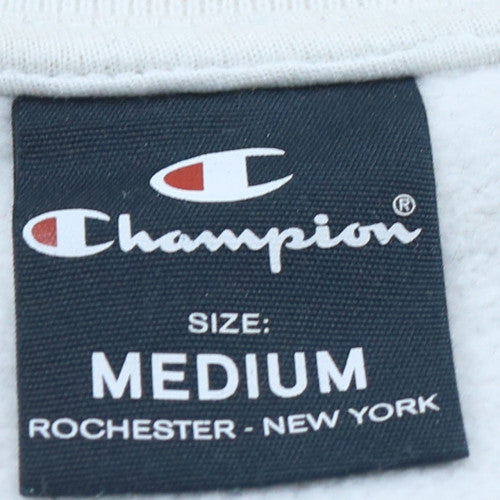 Champion Women White Medium Pullover Sweatshirt Cotton Logo