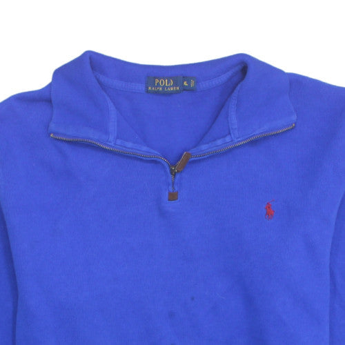 Ralph Lauren Men’s Blue Cotton 1/4 Zip Jumper XL Classic Knit