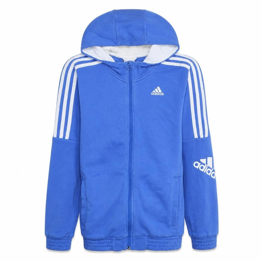 Front view of Adidas Men's Blue Full Zip Hoodie Small Fleece Sportswear
