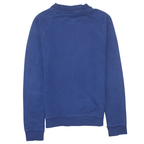 Adidas Women Blue 2XS Pullover Sweatshirt Crew Neck Logo Raglan