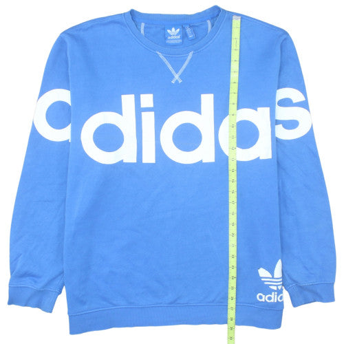 Adidas Women Blue XL Pullover Sweatshirt Crew Neck Logo Print